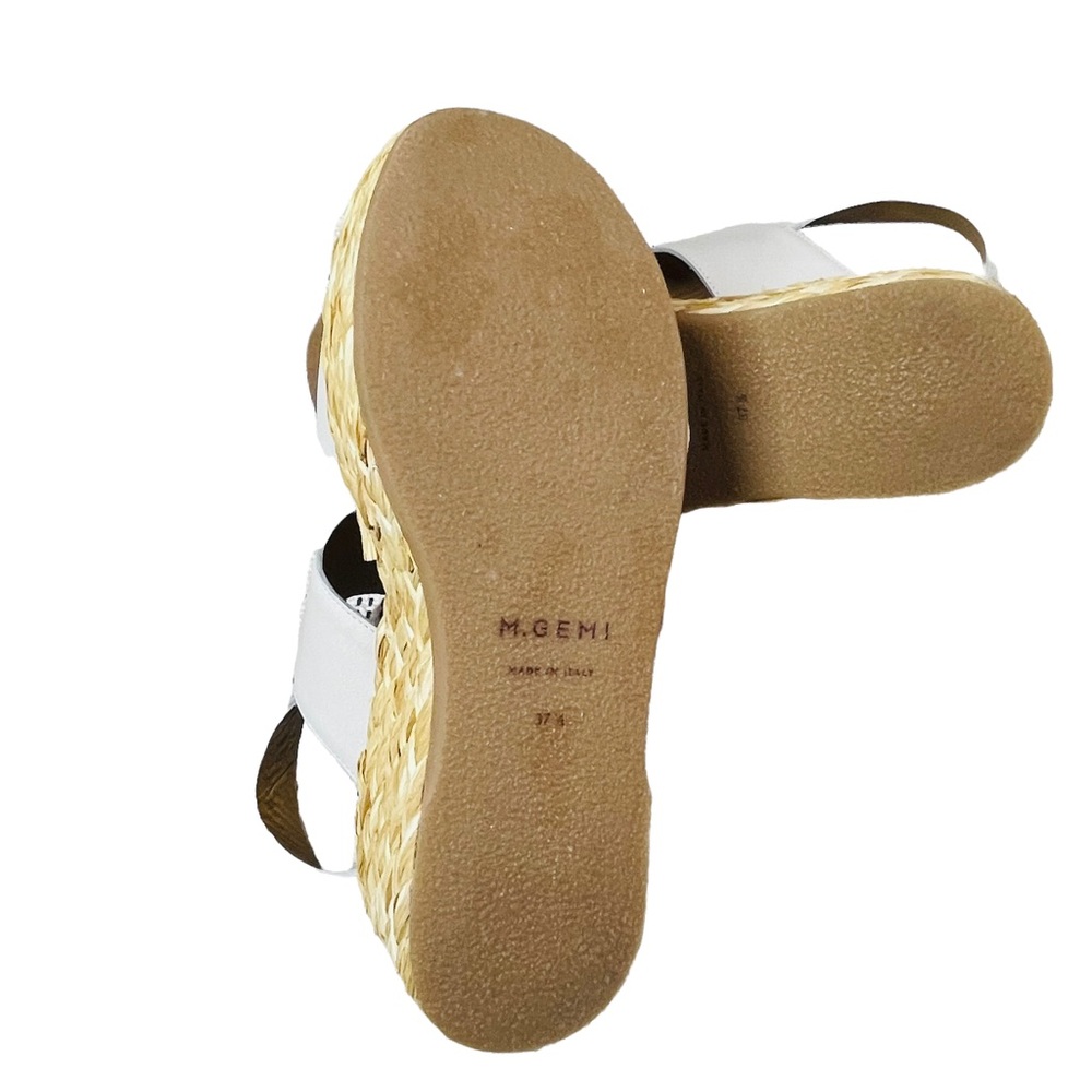 M. Gemi White Leather Espadrille Platform Sandals - Picture 7 of 9